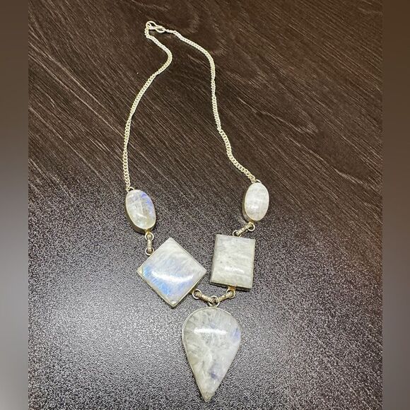 Solid Sterling silver and moonstone statement necklace! - Picture 1 of 14